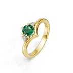 "Queen of Hearts" 18K Gold Emerald & Diamond Ring