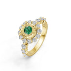 "Solar Embrace" 18K Gold Emerald & Diamond Cluster Ring