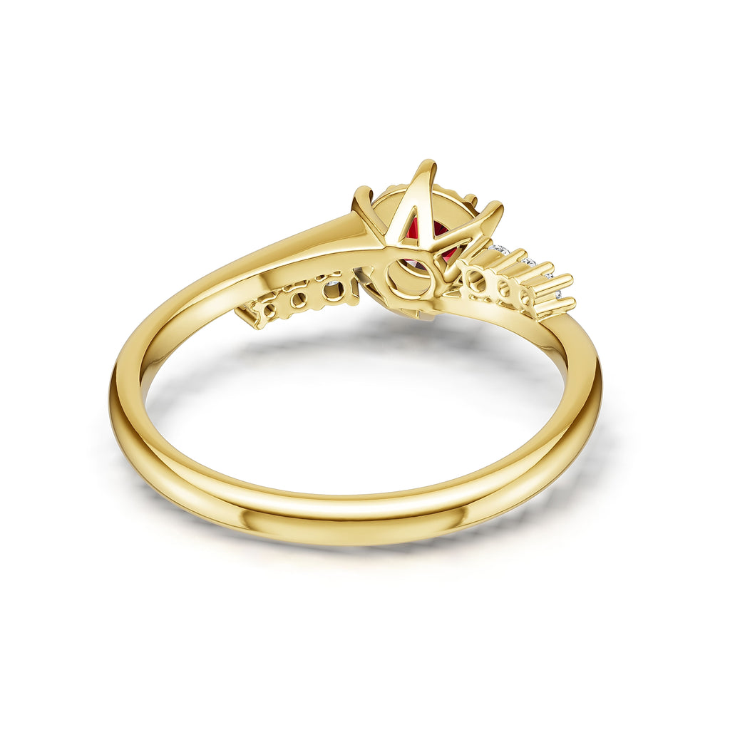 18K Gold Ruby Diamond Ring