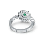 "Solar Embrace" 18K White Gold Emerald & Diamond Cluster Ring
