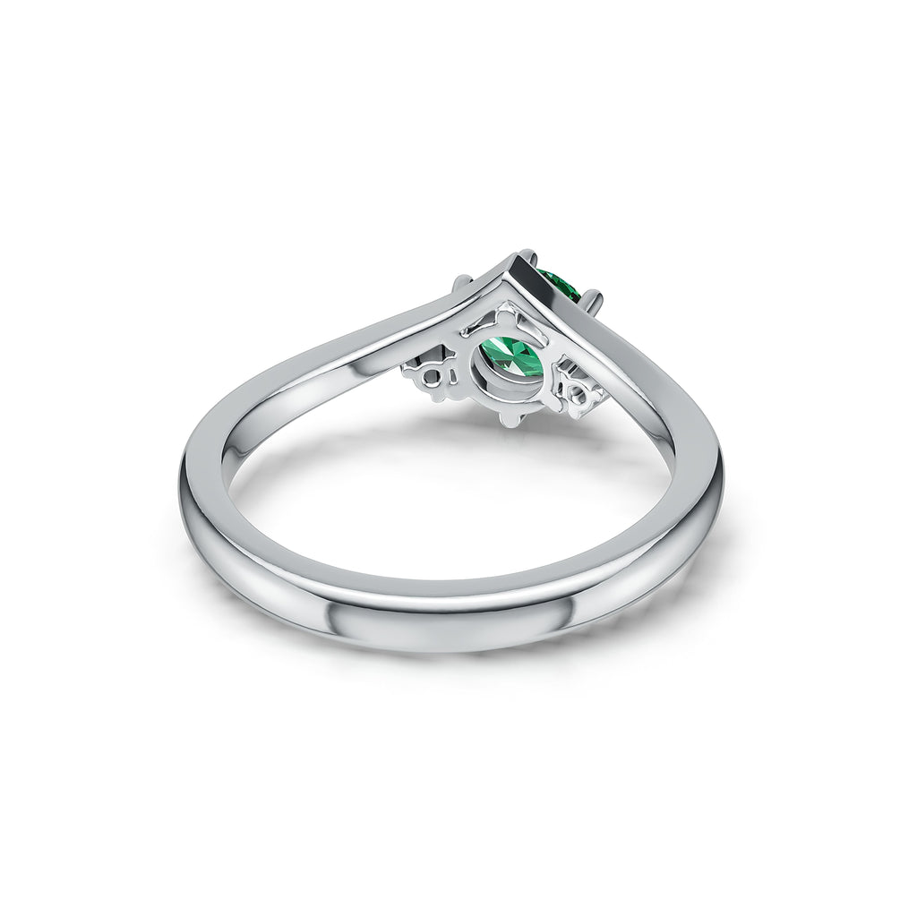 "Queen of Hearts" 18K White Gold Emerald & Diamond Ring
