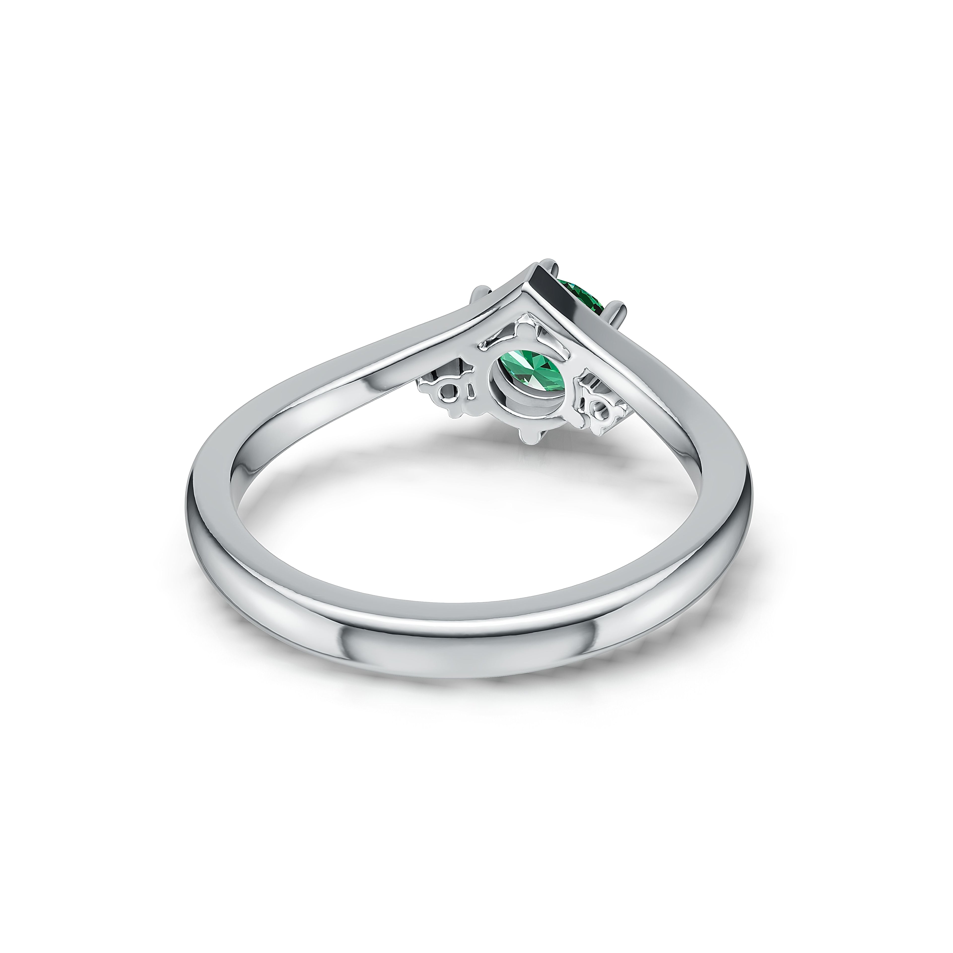 "Queen of Hearts" 18K White Gold Emerald & Diamond Ring