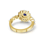 "Solar Embrace" 18K Gold Sapphire & Diamond Cluster Ring