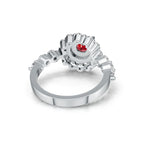 "Solar Embrace" 18K White Gold Ruby & Diamond Cluster Ring