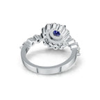 "Solar Embrace" 18K White Gold Sapphire & Diamond Cluster Ring