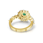 "Solar Embrace" 18K Gold Emerald & Diamond Cluster Ring