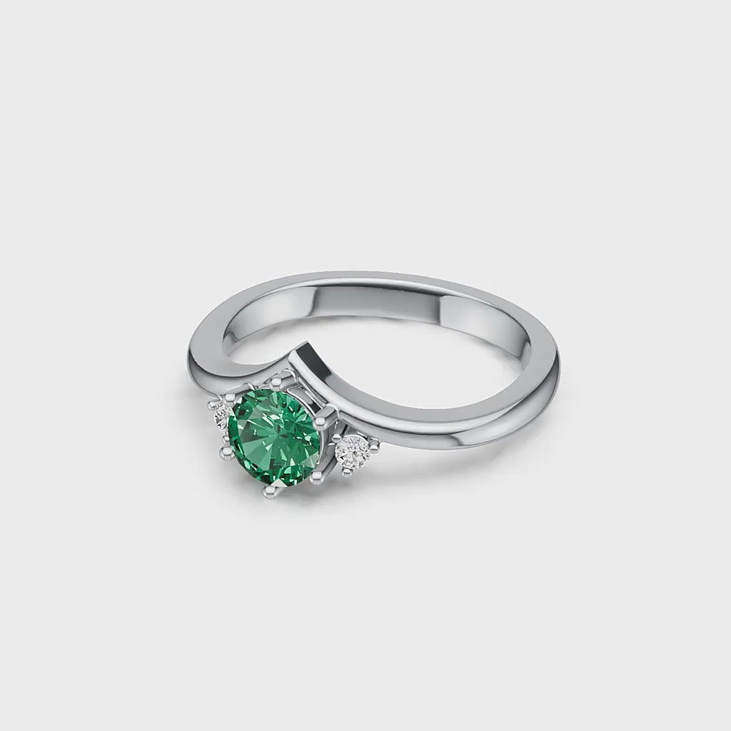 "Queen of Hearts" 18K White Gold Emerald & Diamond Ring