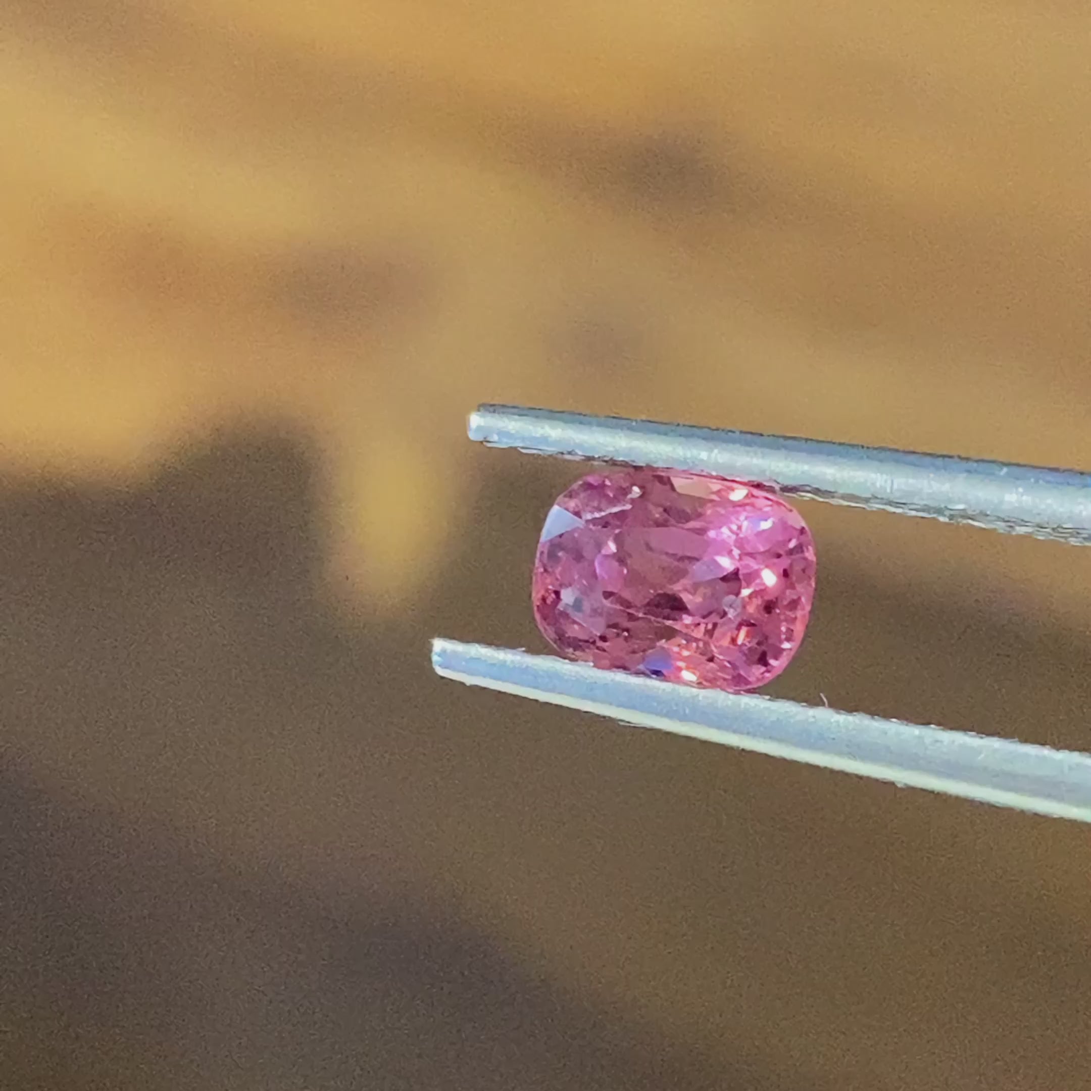 Cushion Natural Burma Colored Gemstone Vivid Orangy Pink Jadi Spinel 1.1 CT