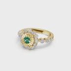 "Solar Embrace" 18K Gold Emerald & Diamond Cluster Ring