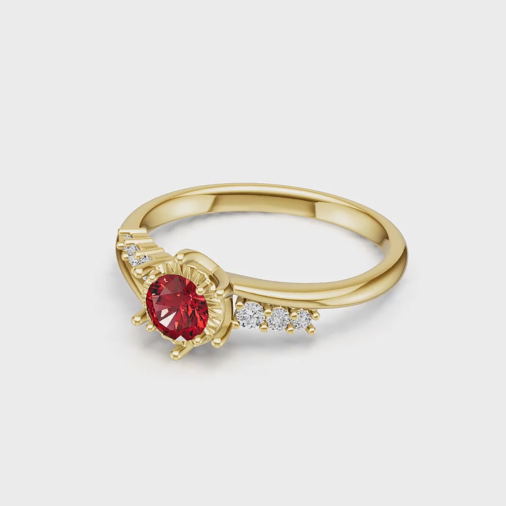 18K Gold Ruby Diamond Ring