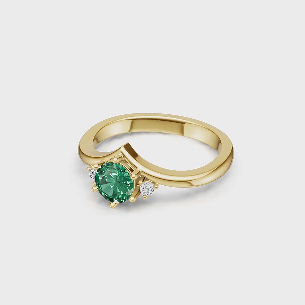 "Queen of Hearts" 18K Gold Emerald & Diamond Ring