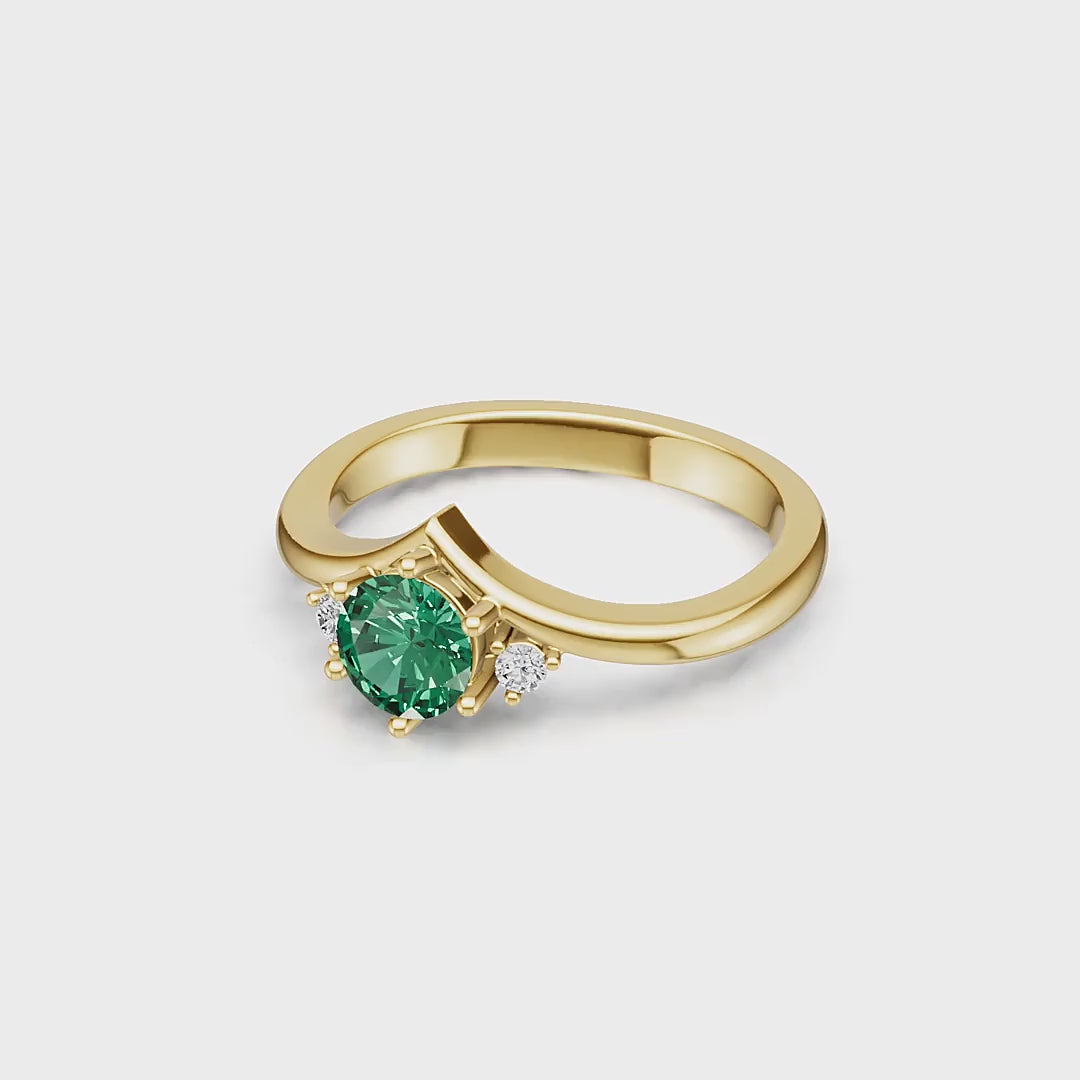 "Queen of Hearts" 18K Gold Emerald & Diamond Ring