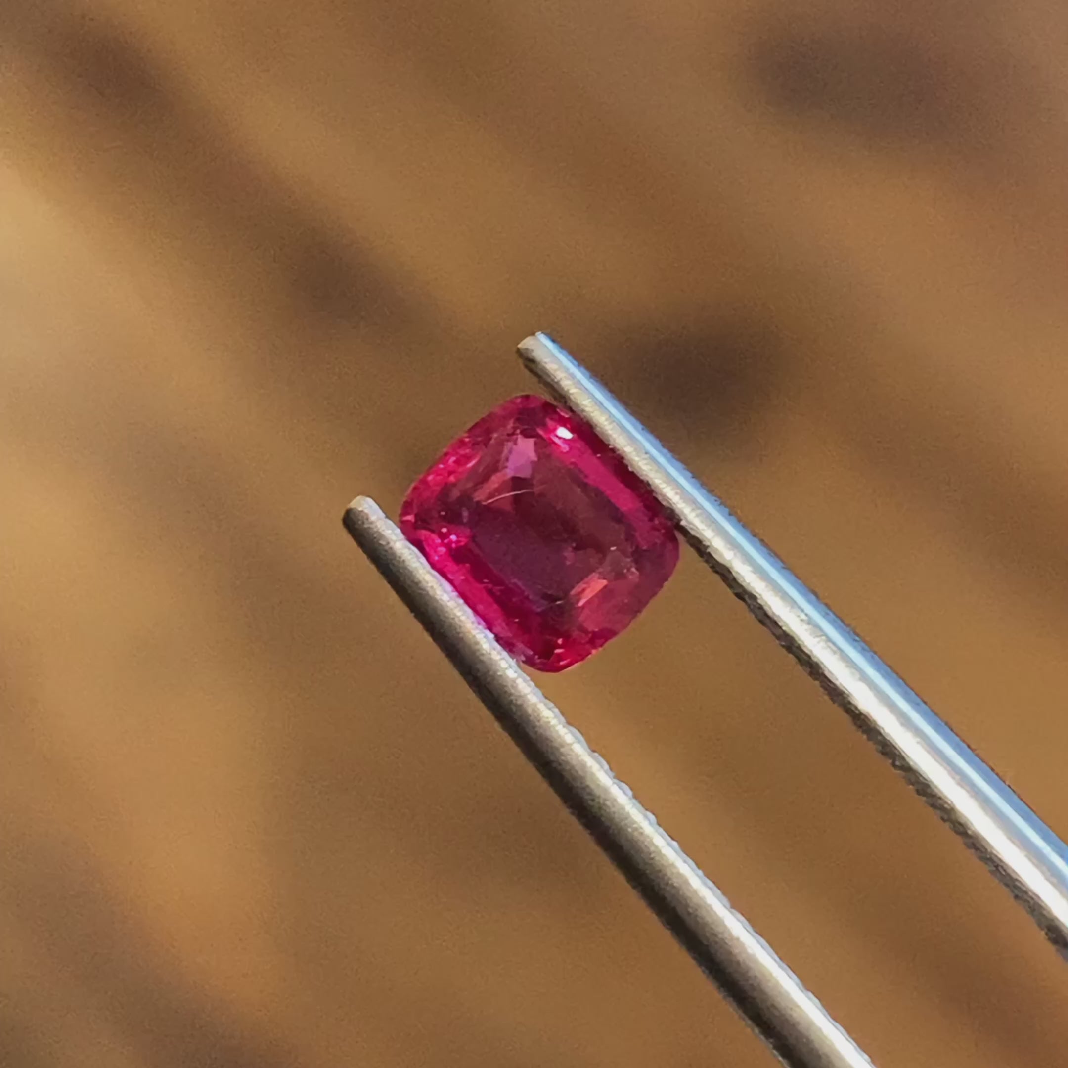Cushion Red Natural Spinel Red 0.73 CT+0.41 CT
