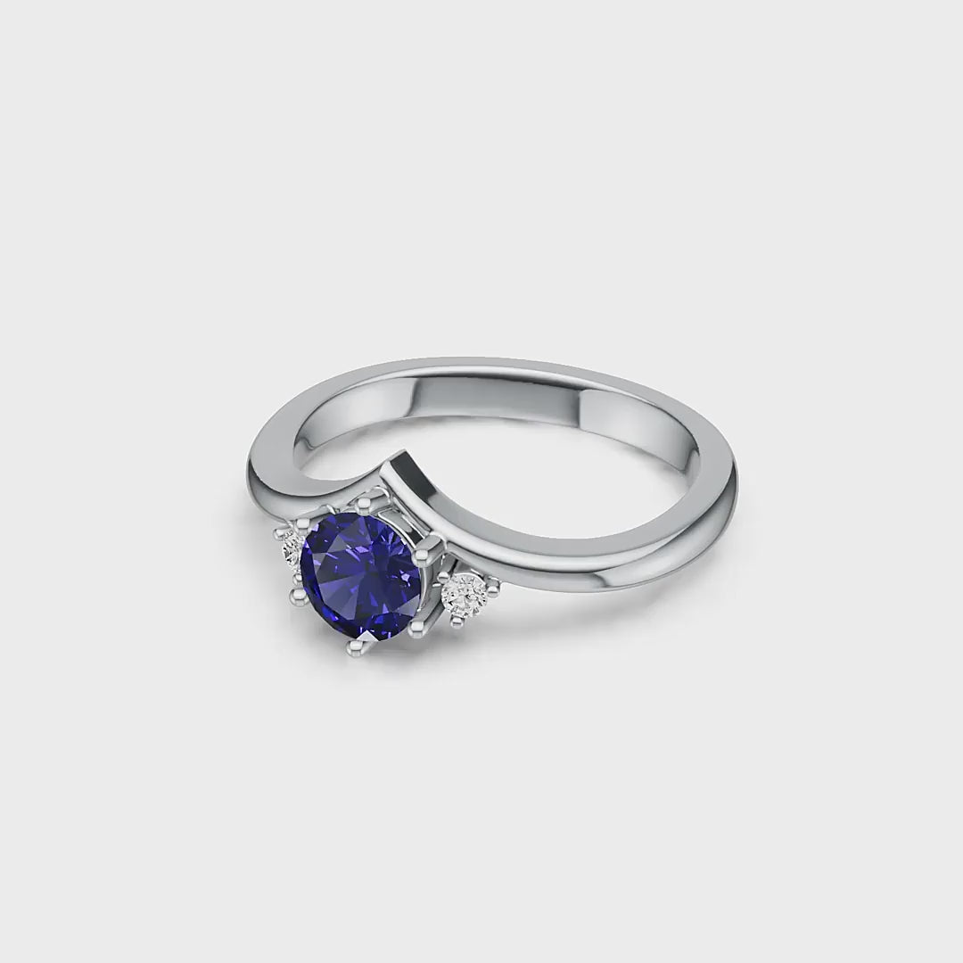 "Queen of Hearts" 18K White Gold Sapphire & Diamond Ring