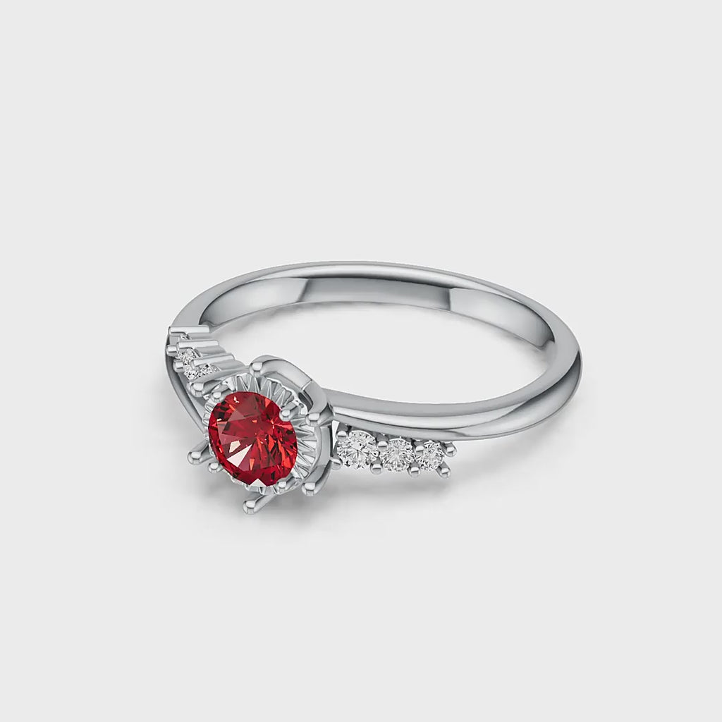 18K White Gold Ruby Diamond  Ring